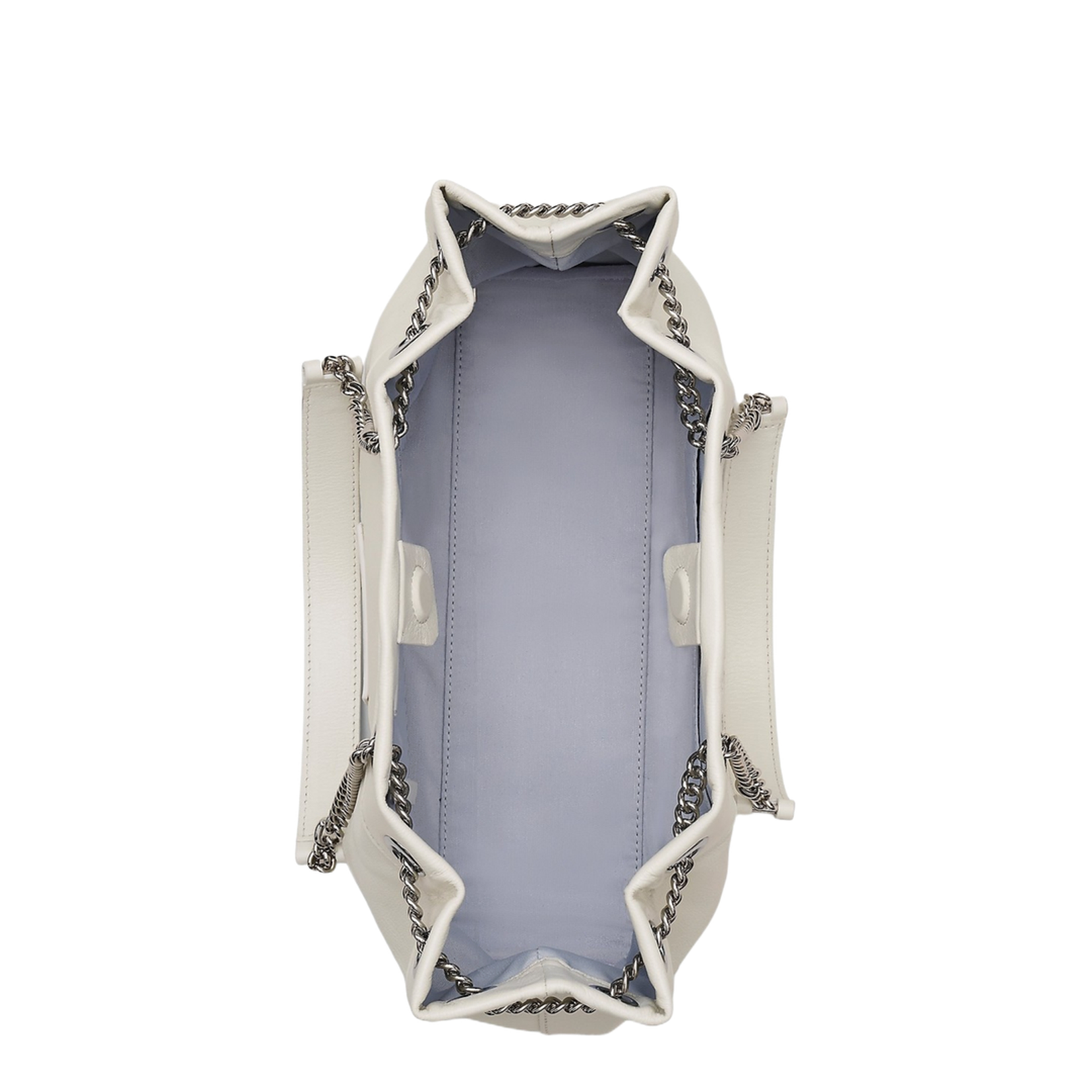 Chain Sack Shoulder Bag In White Leather