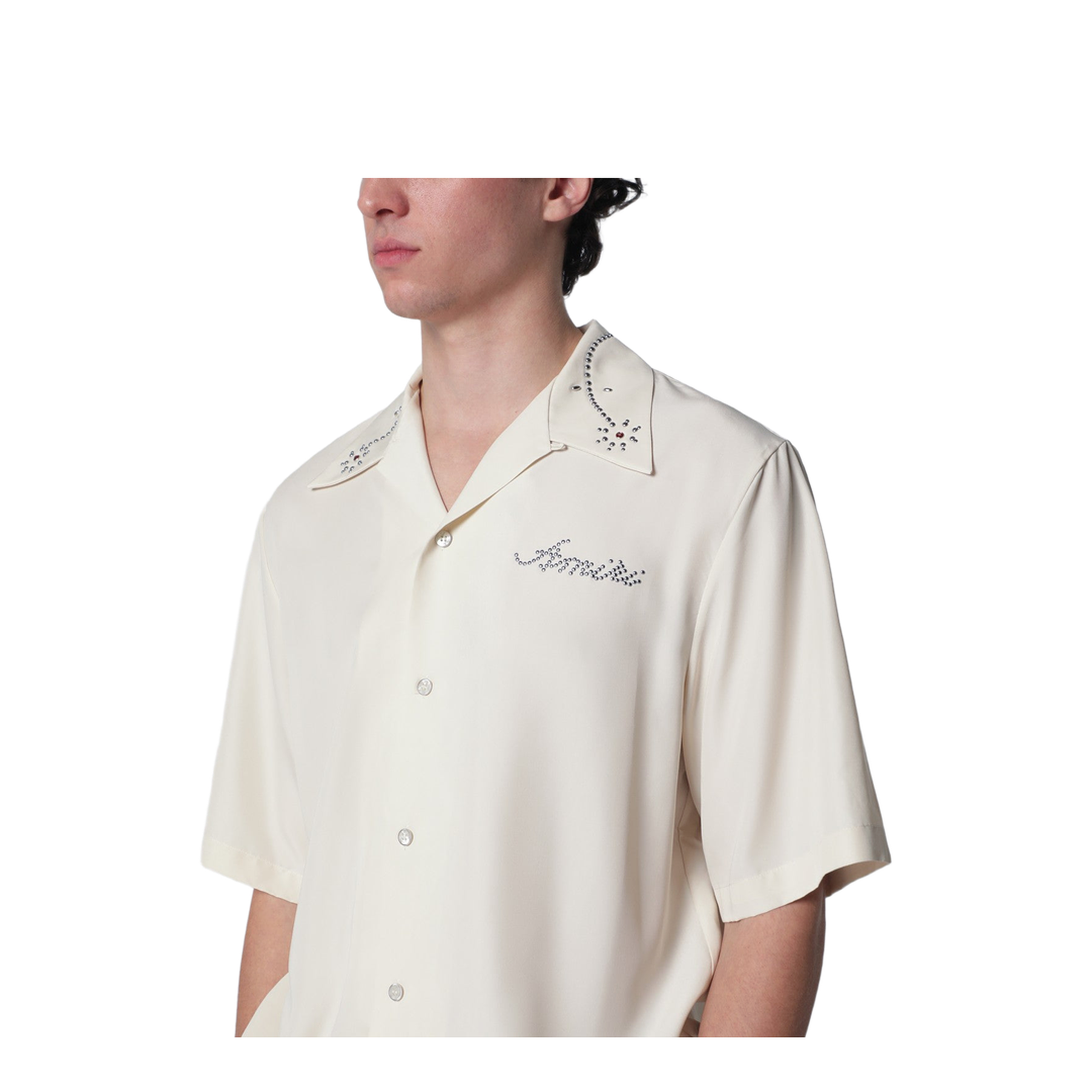 Ivory Shirt with Stud Embroidery