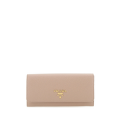 Saffiano Leather Long Wallet, Gold Hardware