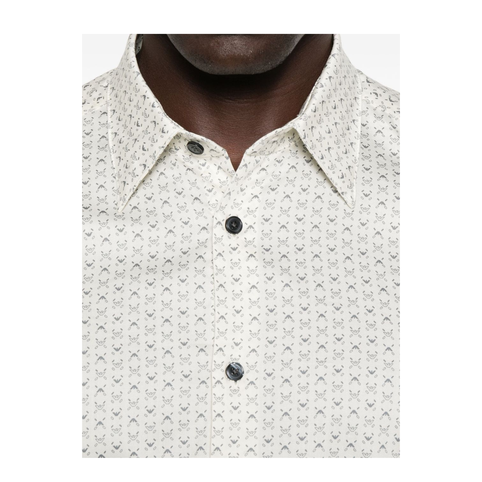 Off-White Geometric Pattern Long Sleeve Button Fastening Shirt