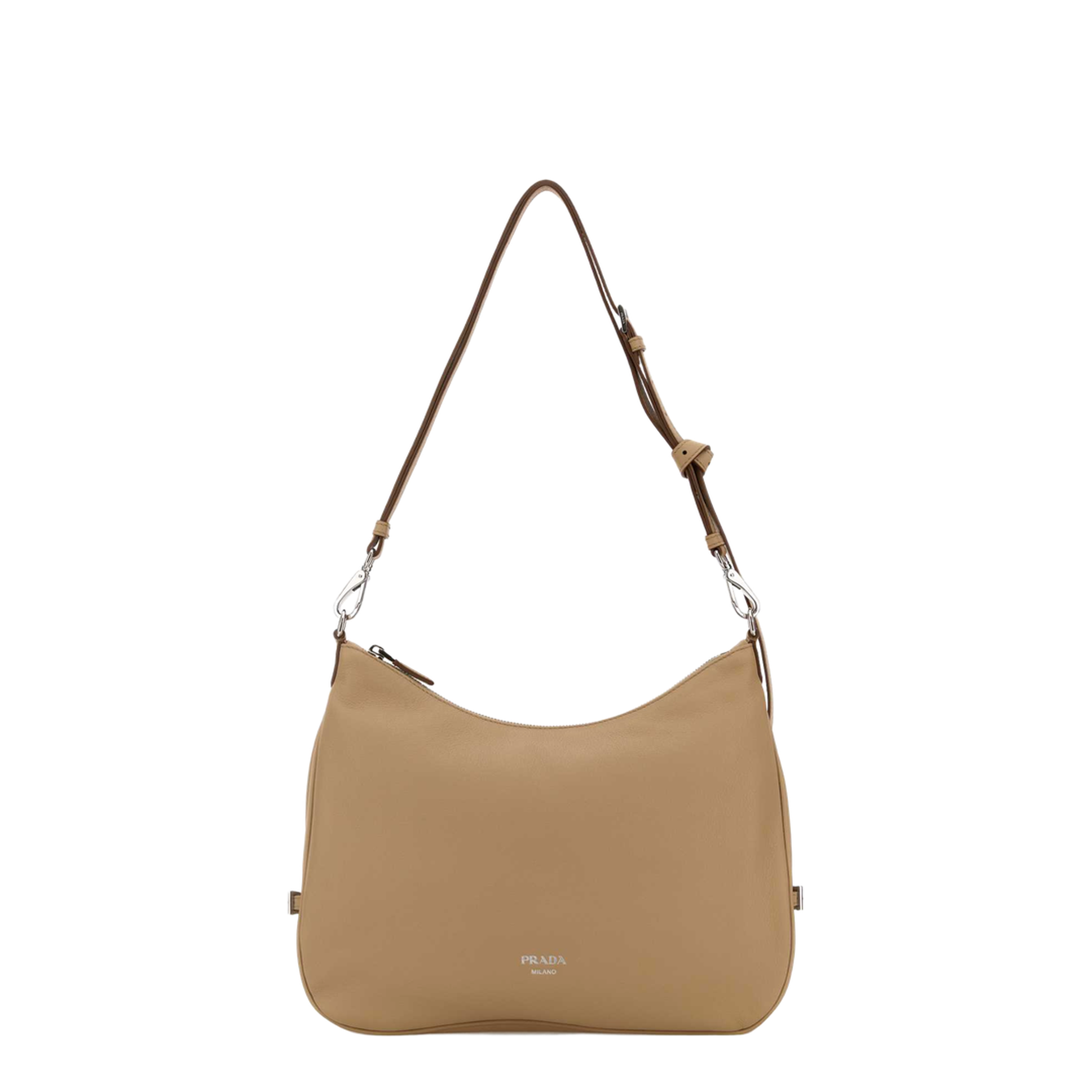 Beige Leather Large Fold Shopping Bag
