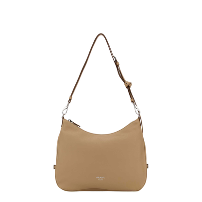 Beige Leather Large Fold Shopping Bag
