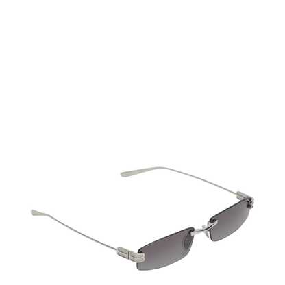 Gossip Rectangular Silver Gradient Grey Sunglasses