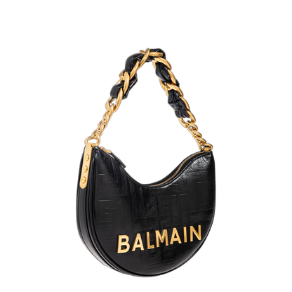 Handbag with Metal Logo and Zipper Closure