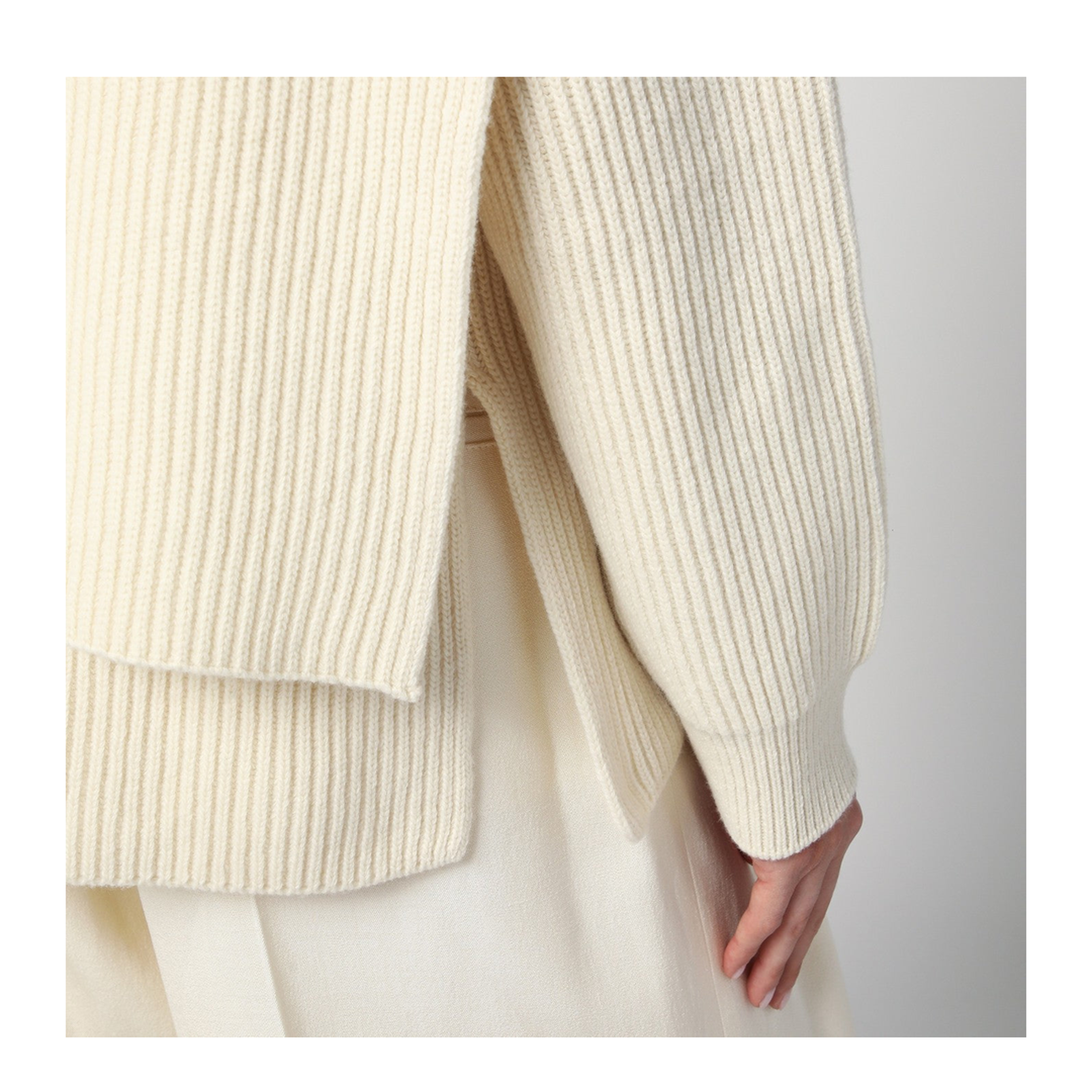 Beige Scarf-Detail Sweater