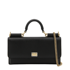 Dauphine Mini Calfskin Crossbody Bag - Black