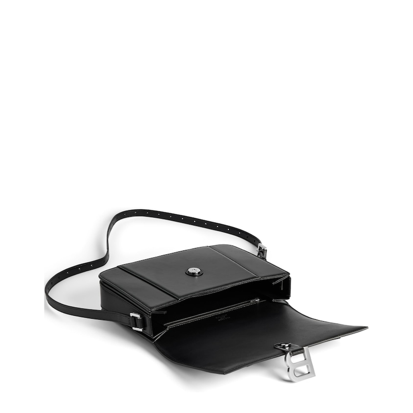 Hourglass Medium Flap Bag in Black