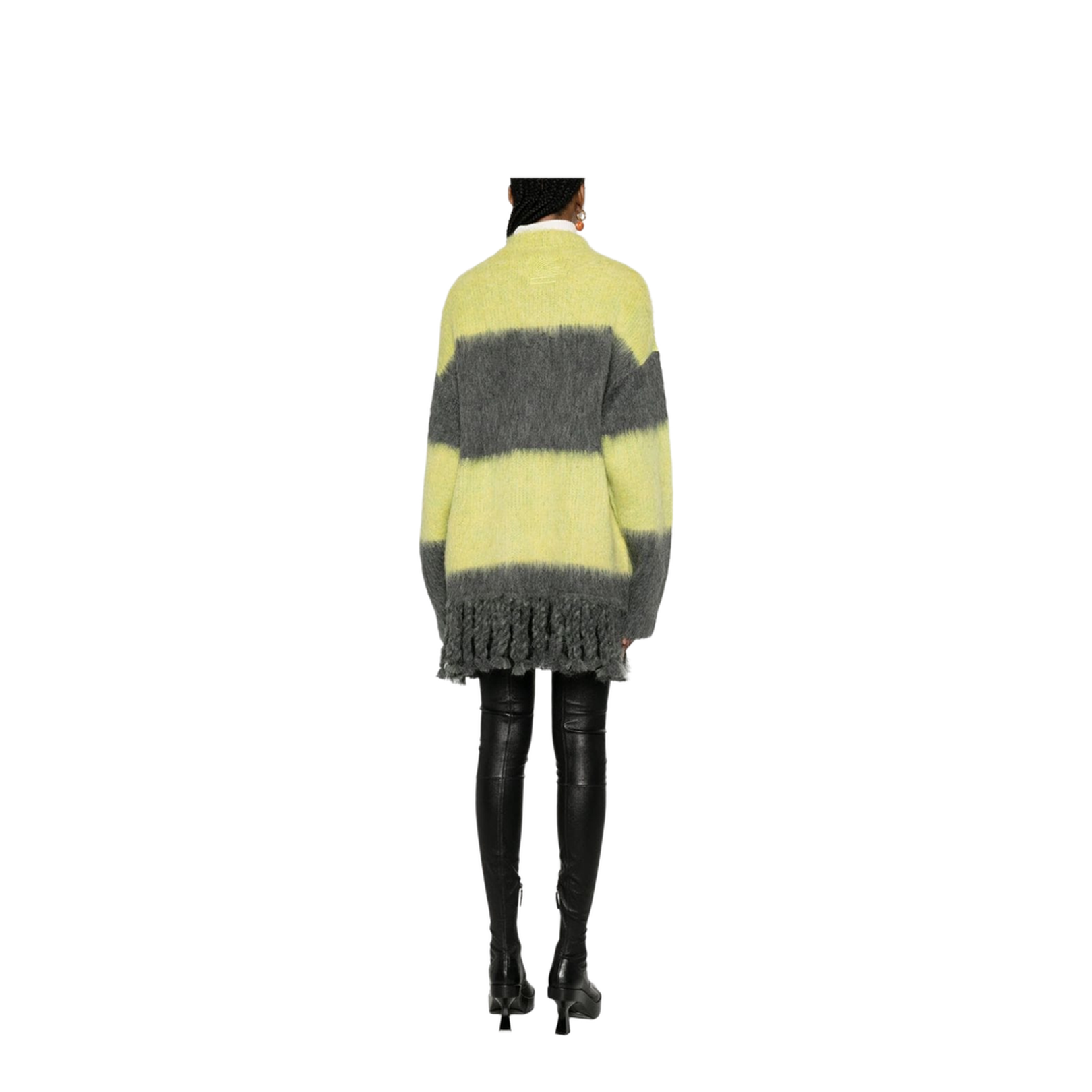 Striped Fringed Wool Cardigan