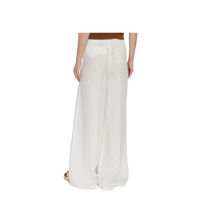 White Linen Wide-Leg Trouser