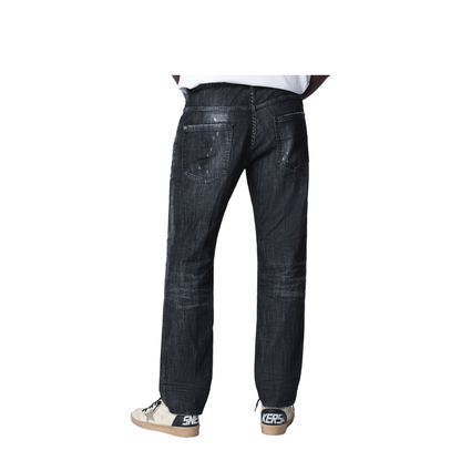 Black Washed-Effect Distressed Jeans
