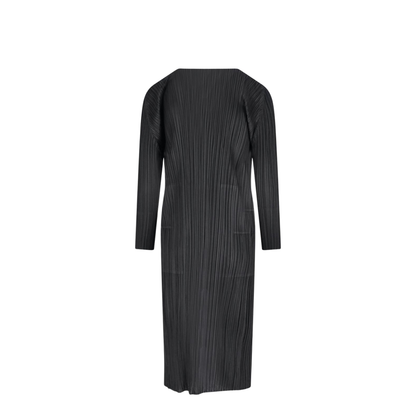 Black Pleated Long Cardigan