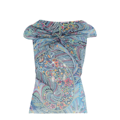 MAYFEYR - Etro - Semi-Sheer Straight Neck Patterned Top - WRJA019399IAS72