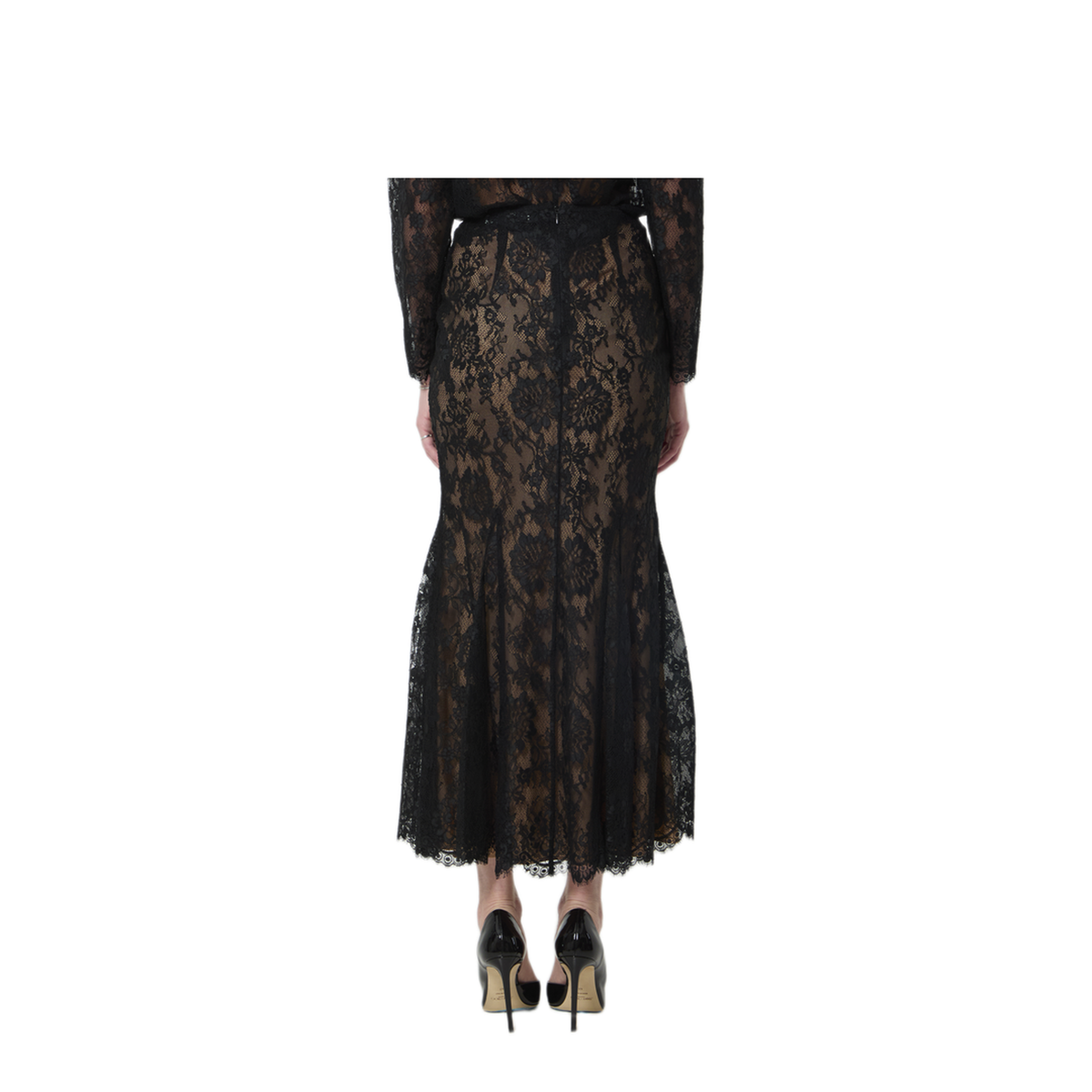 MAYFEYR - Self Portrait - Black Lace Midi Skirt - PF26032MSKB