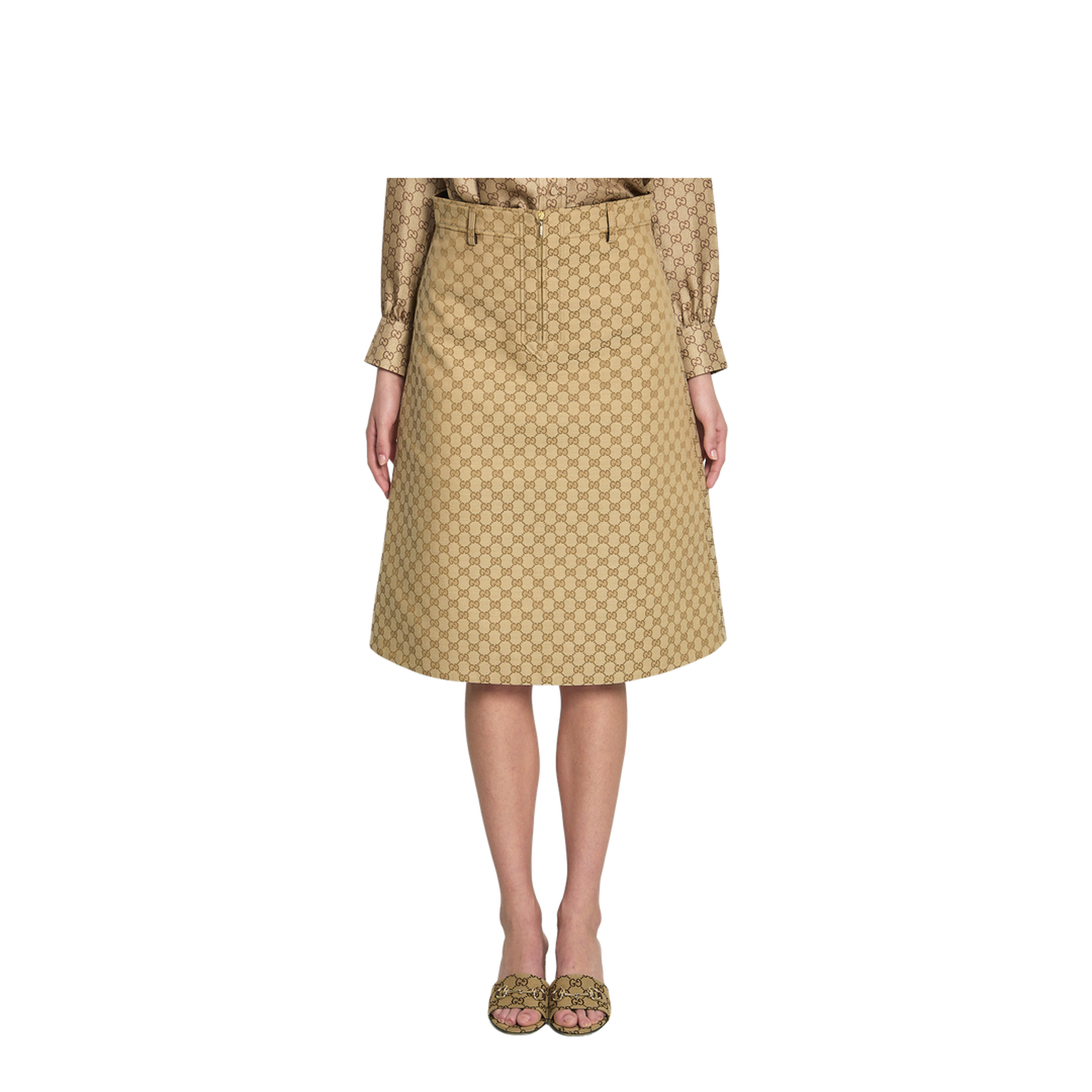 Cotton Canvas Fabric Skirt in Sand