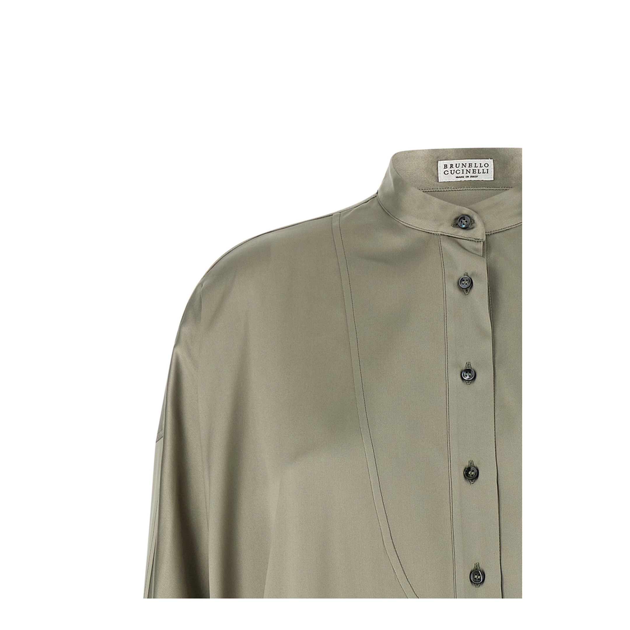 Monili Mandarin-Collar Shirt Green