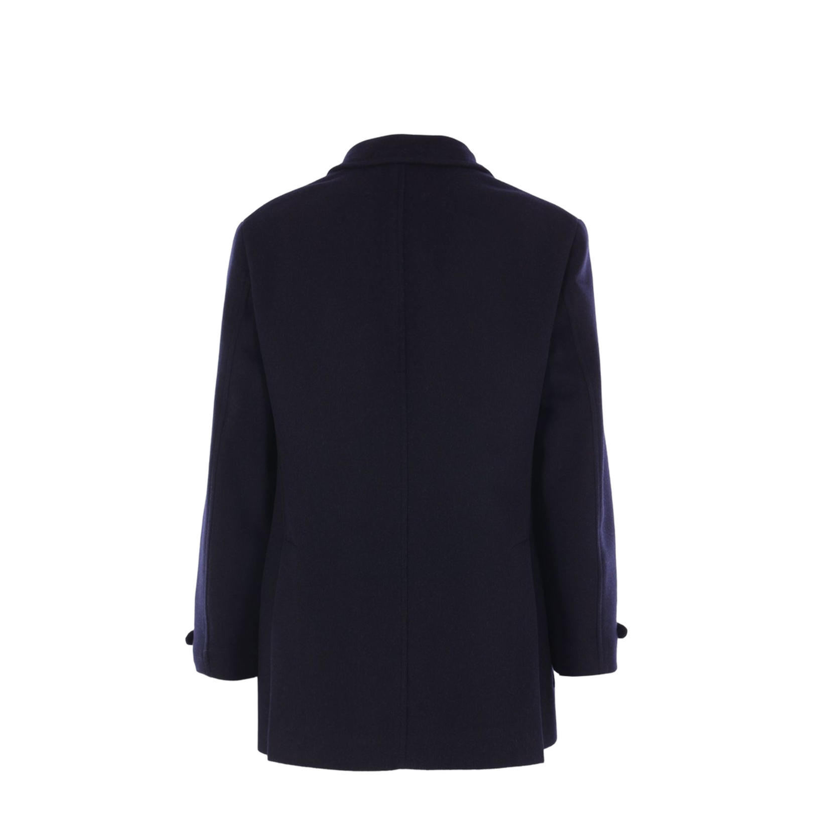 Double-Breasted Navy Blue Wool Coat