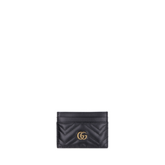 Gg Marmont Card Case Matelasse Black In Leather