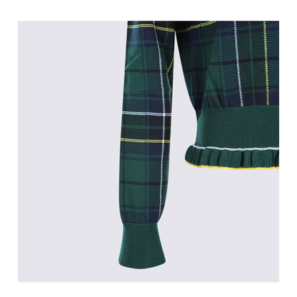 Wool Tartan Jumper Dark Green Blue