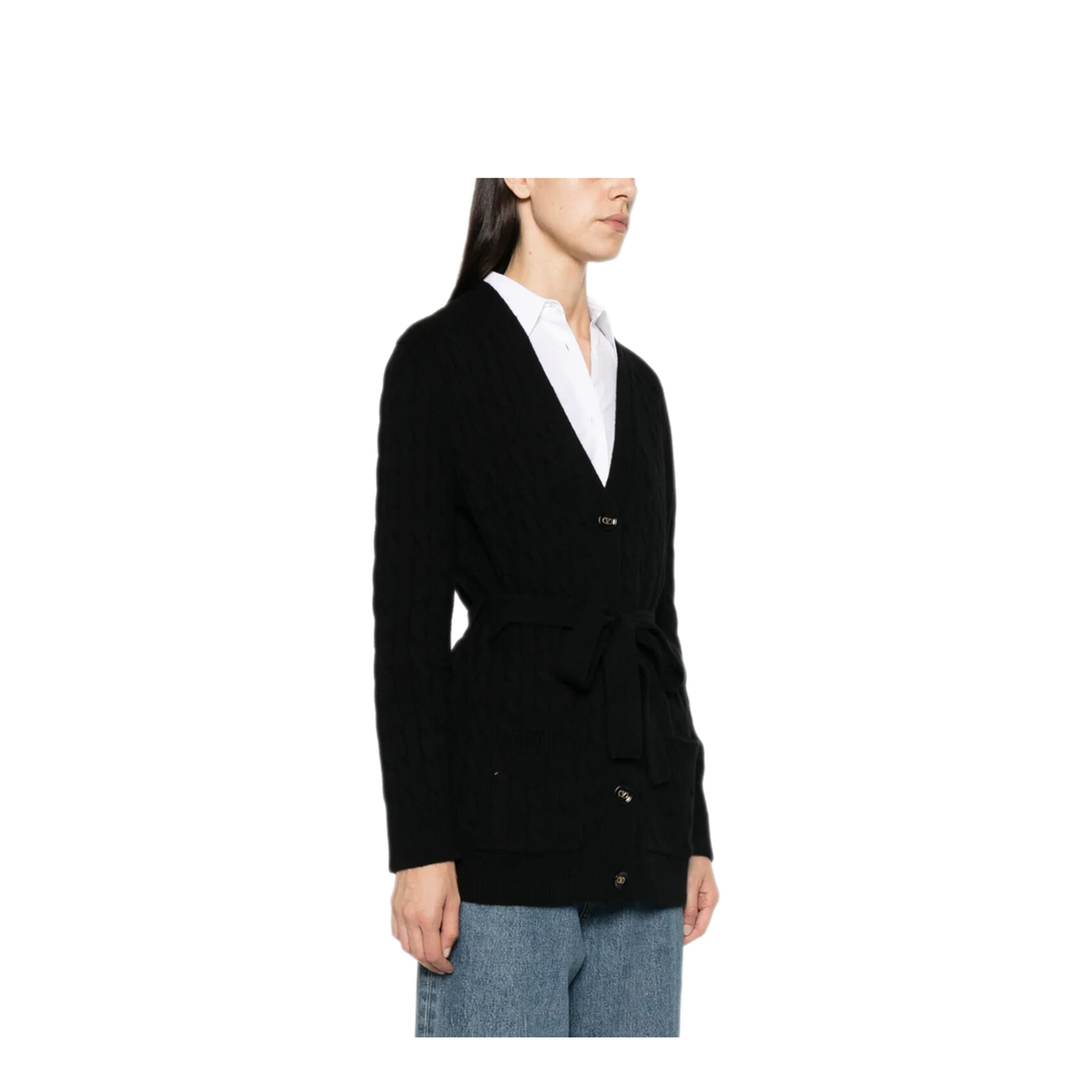 MAYFEYR - Valentino - Cable-Knit Belted Cashmere Cardigan - BKA16DAB90NO