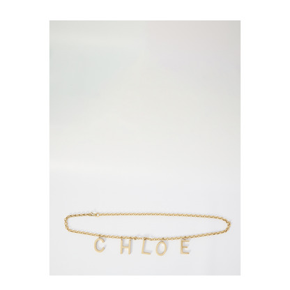 Gold-Tone Interlocking Chain Design Lettered Detailing Adjustable Length Clasp Fastening