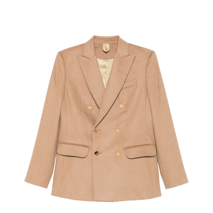 Beige Double-Breasted Button Fastening Coat