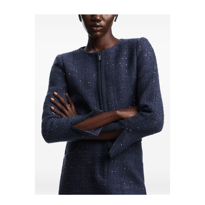 Lurex Tweed Zip-Up Jacket with Micro Sequins