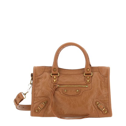 Small Beige Antique Gold City Bag