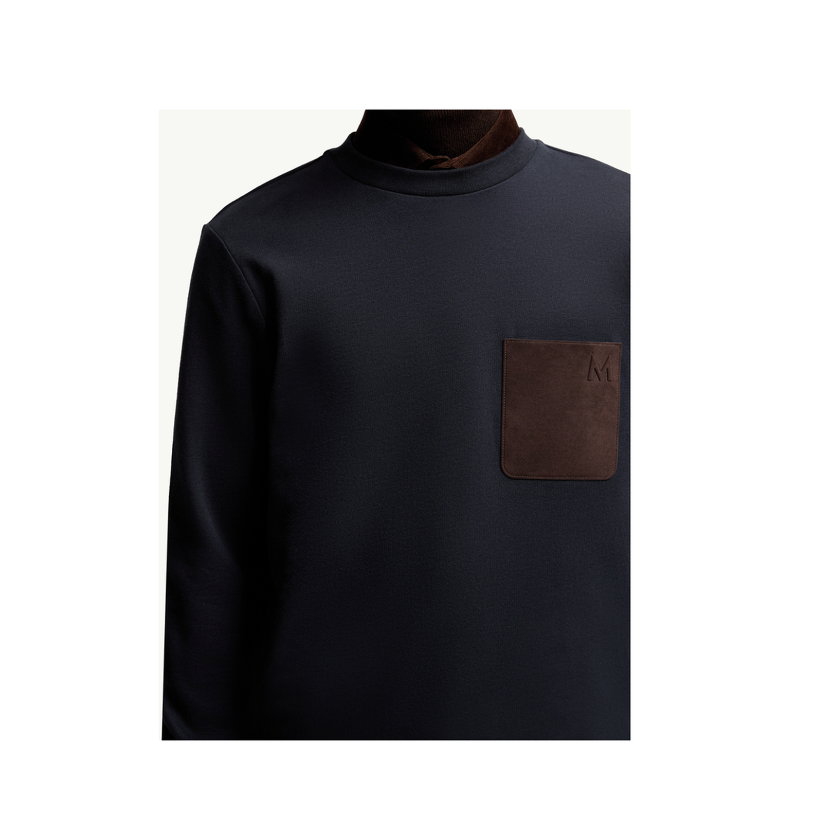 Navy Blue Cotton & Cashmere Sweatshirt with Pocket