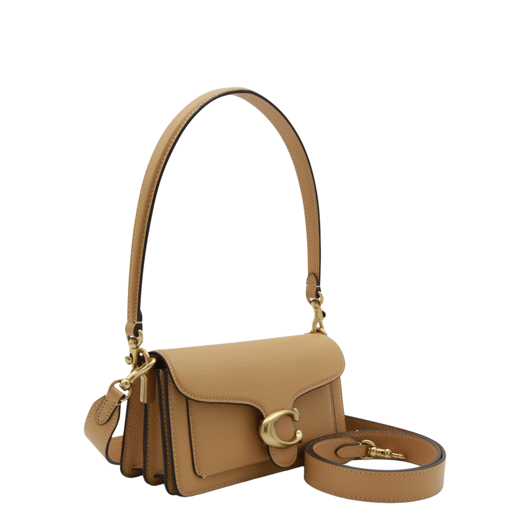 Tabby 20 Polished Pebble Leather Shoulder Bag - Biscuit
