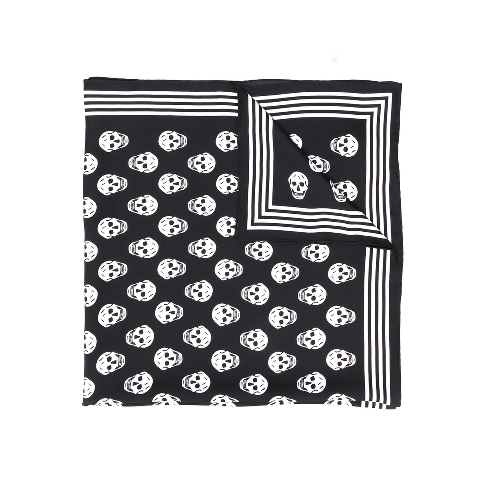 Black Mini Skull Print Silk Scarf