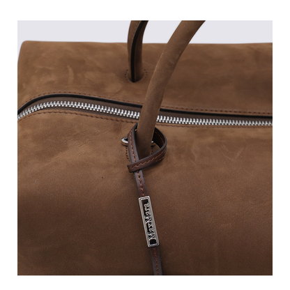 Large Nubuck Leather Boston Bag