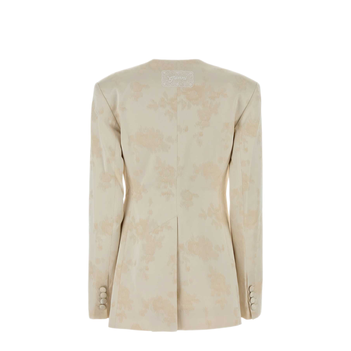 MAYFEYR - Ganni - Sateen Jacquard Long Button Blazer - A1020082135