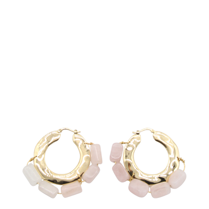 Brass Hoop Earrings with Jewels
