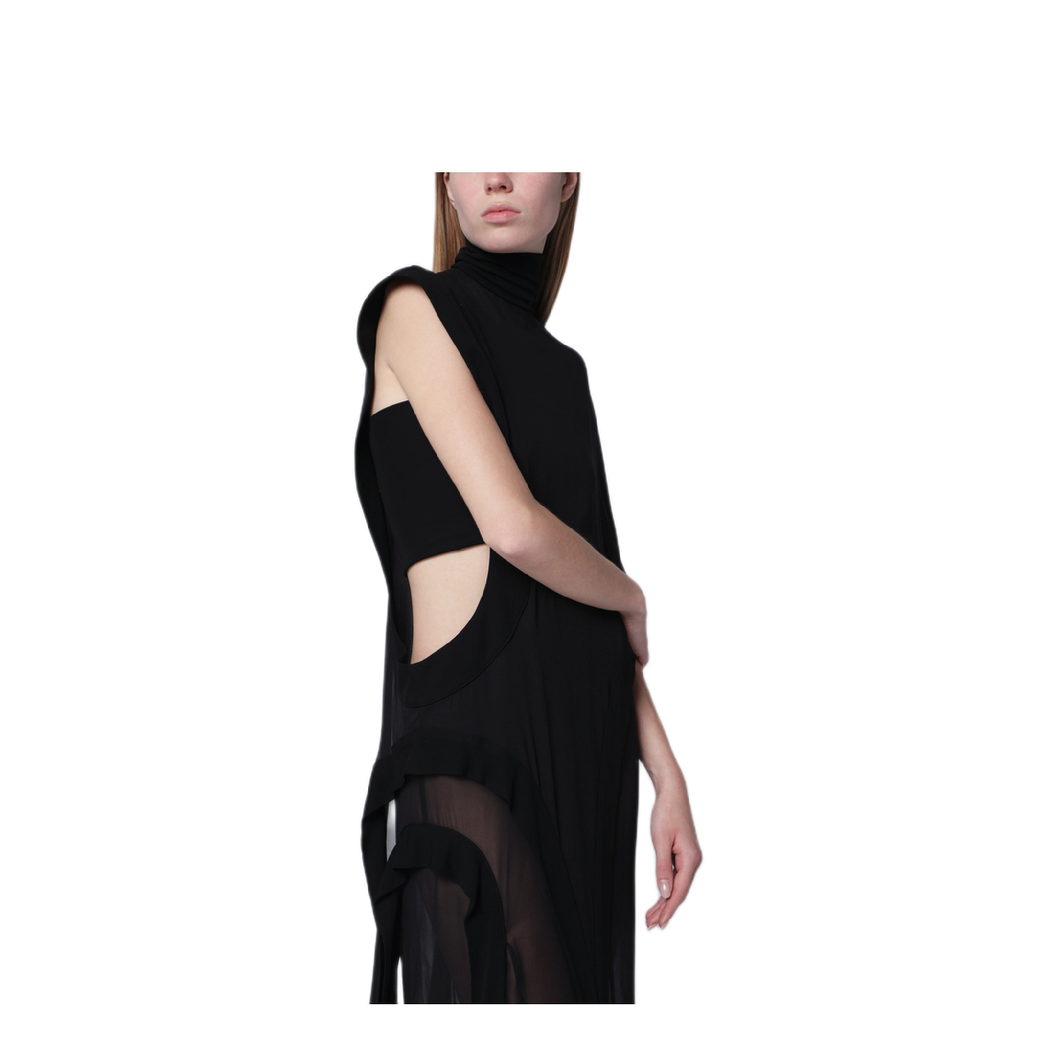 MAYFEYR - Francesco Murano - Long Black One Shoulder Silk Dress - DR567T07999