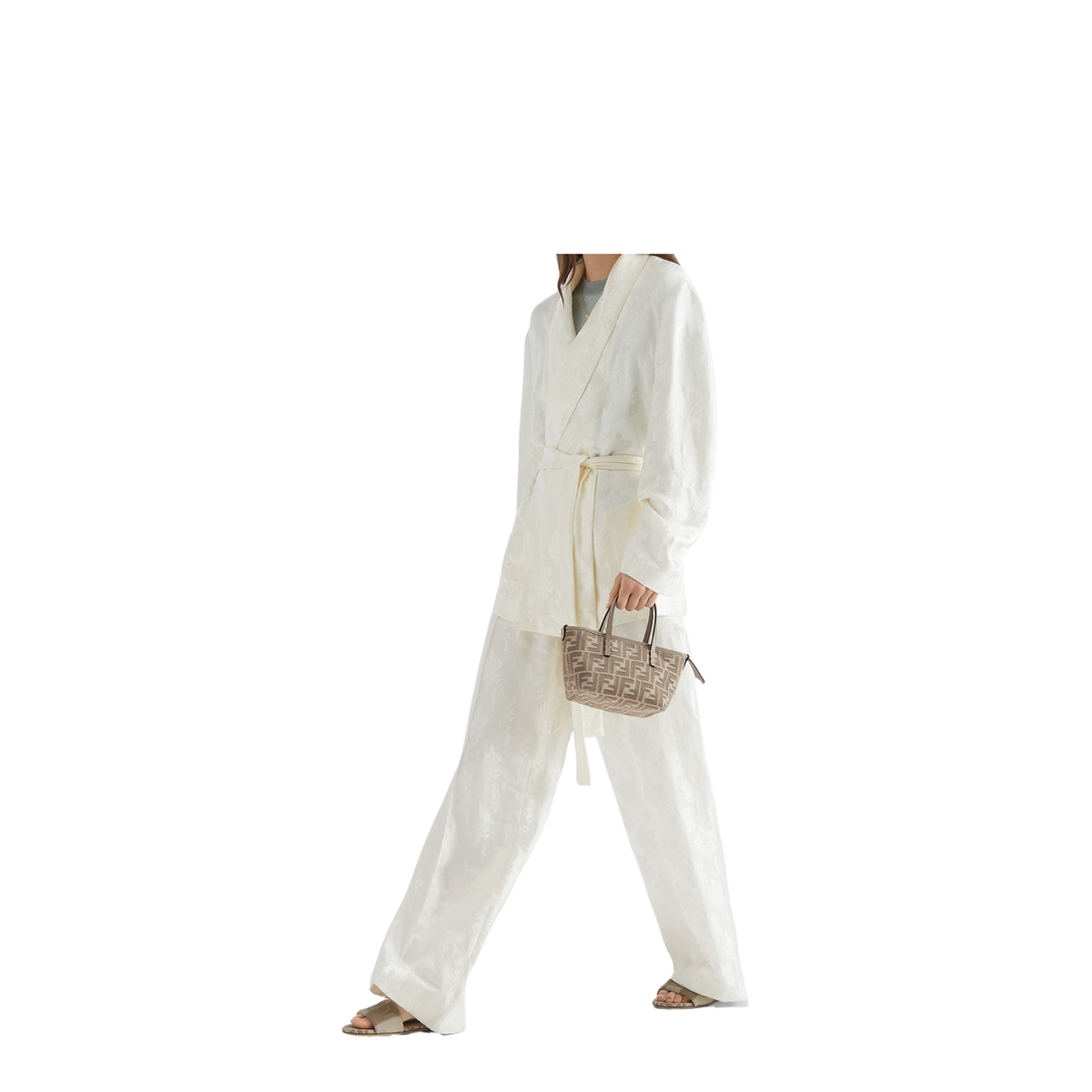 Roll Mini Canvas Top Handle Bags - Beige