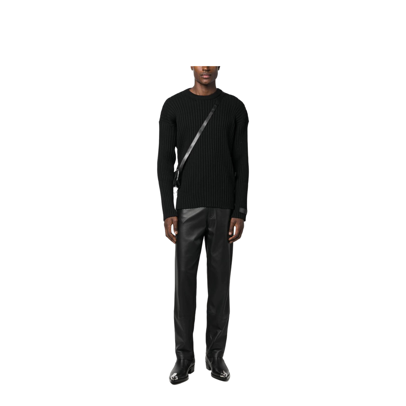 Ribbed Wool Sweater In Black