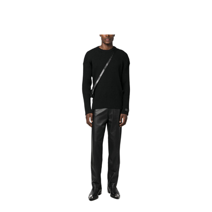 Ribbed Wool Sweater In Black