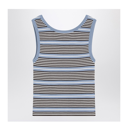 Light Blue and White Striped Tank Top