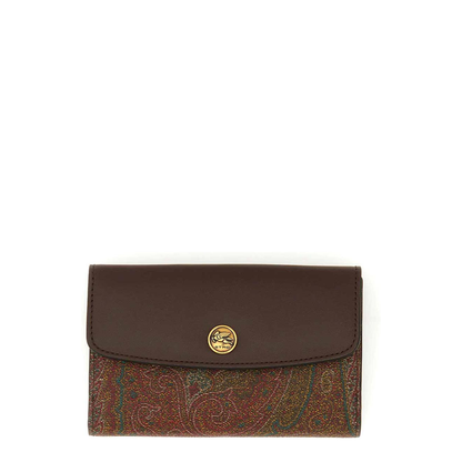 Paisley Wallet with Leather Flap and Coin