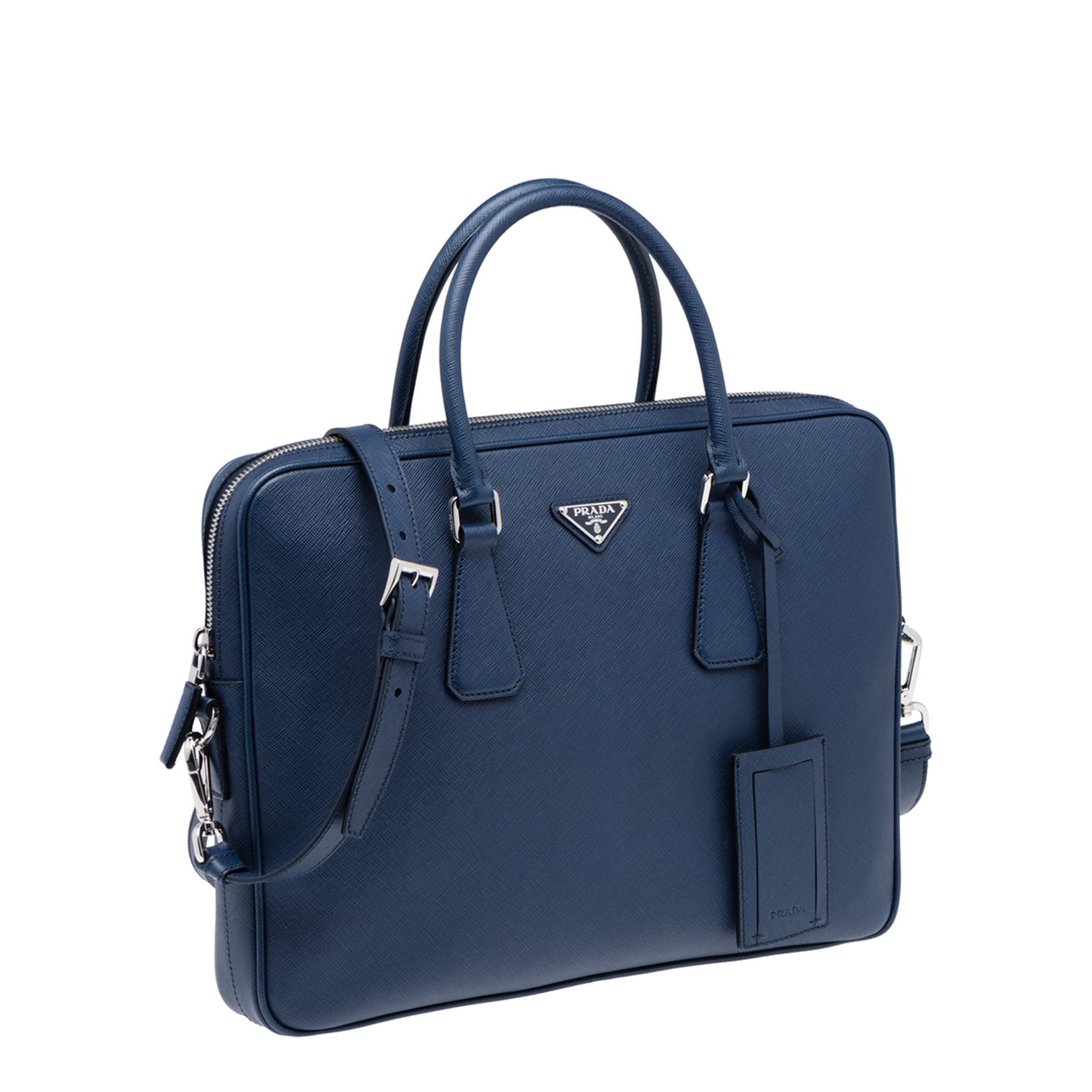 Curve-Edged Leather Briefcase