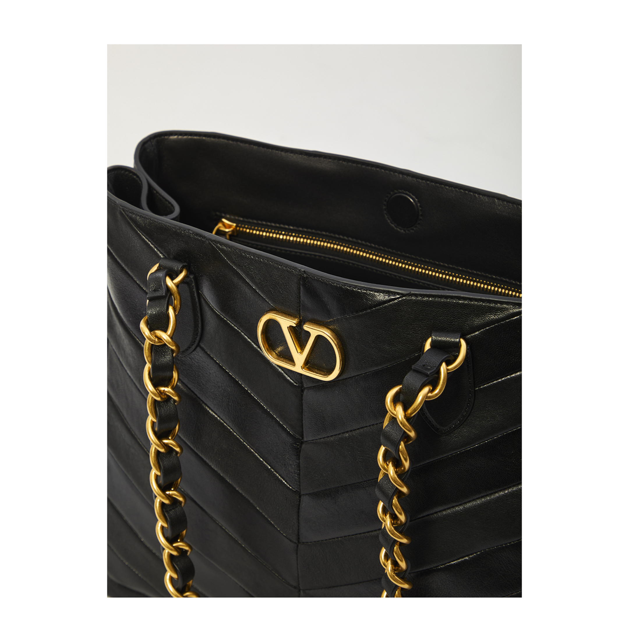 Laseine Medium Nappa Leather Shopping Bag - Black