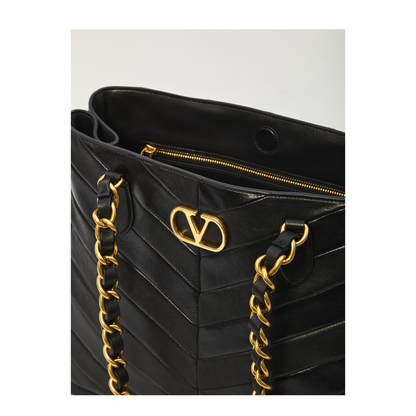 Laseine Medium Nappa Leather Shopping Bag - Black