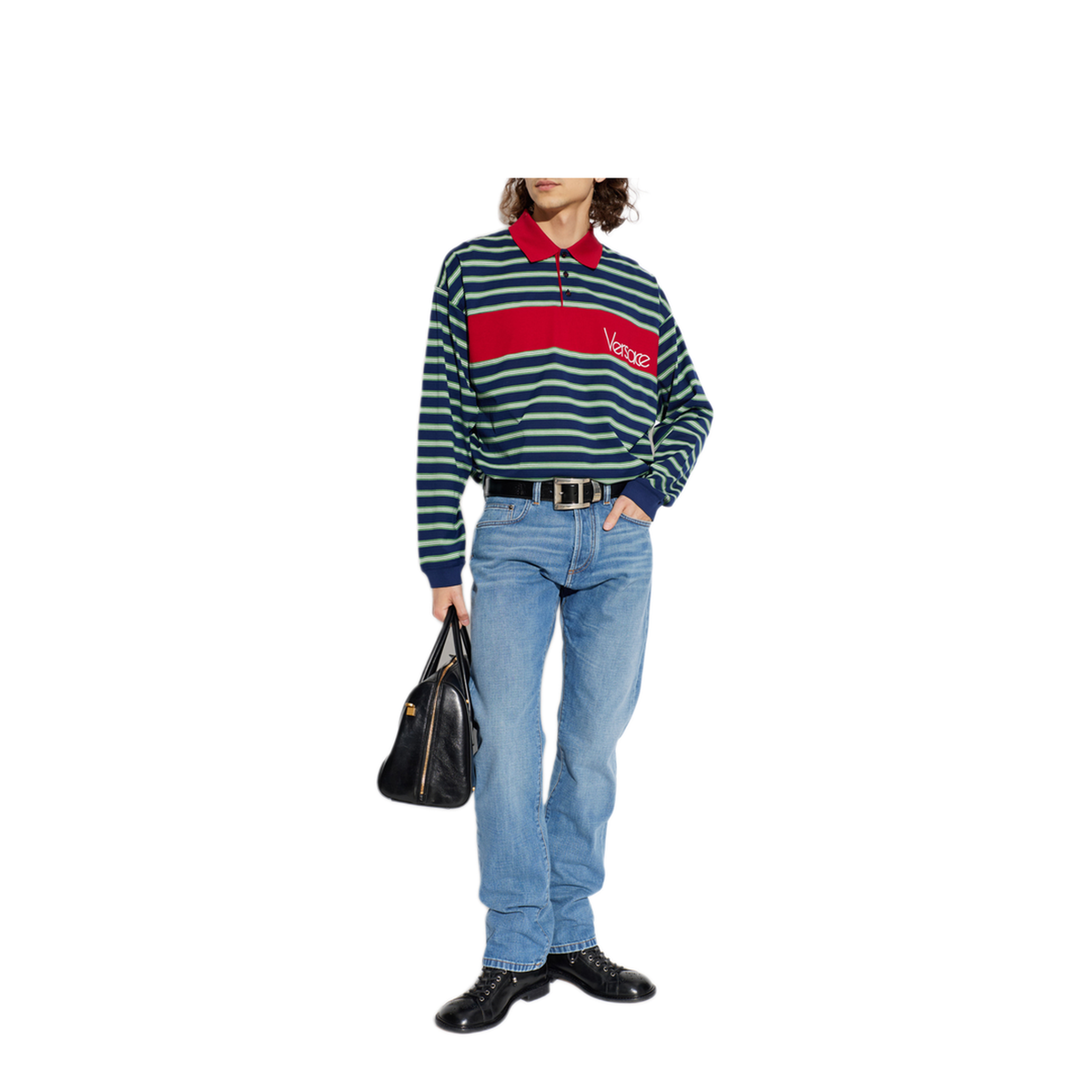 MAYFEYR - Versace - Long Sleeve Polo With Stripes - 10255121A184396UF90