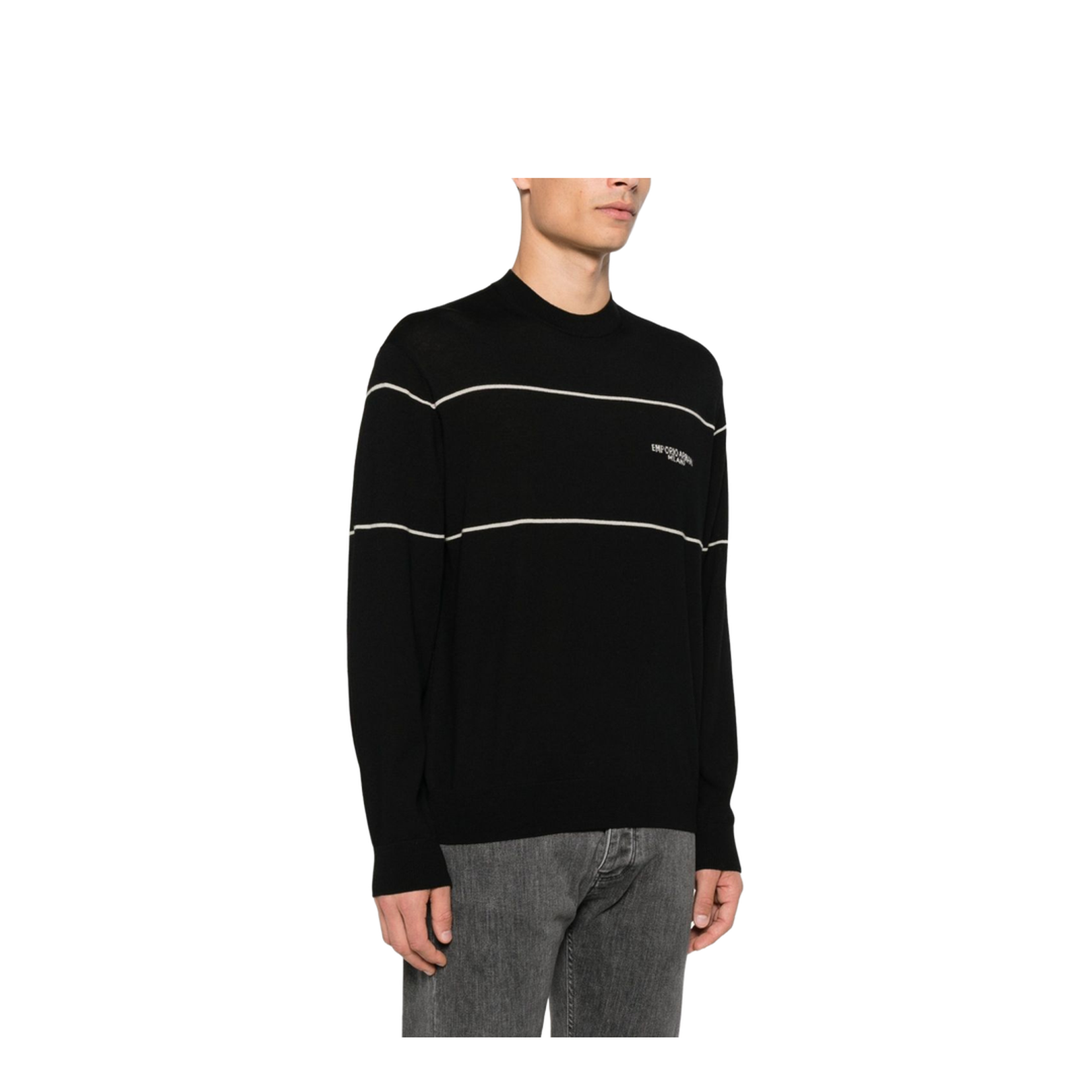 Virgin-Wool Jumper with Jacquard Logo