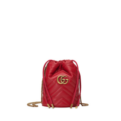 GG Marmont Small Drawstring Bucket Bag, Gold Hardware