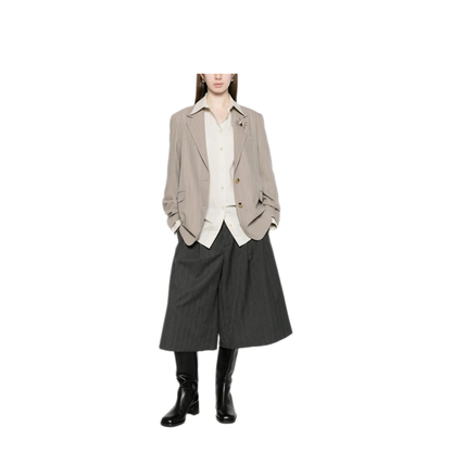 MAYFEYR - Golden Goose - Pinstripe Oversized Wool Blend Blazer With Broche - GWP02069P00232560398