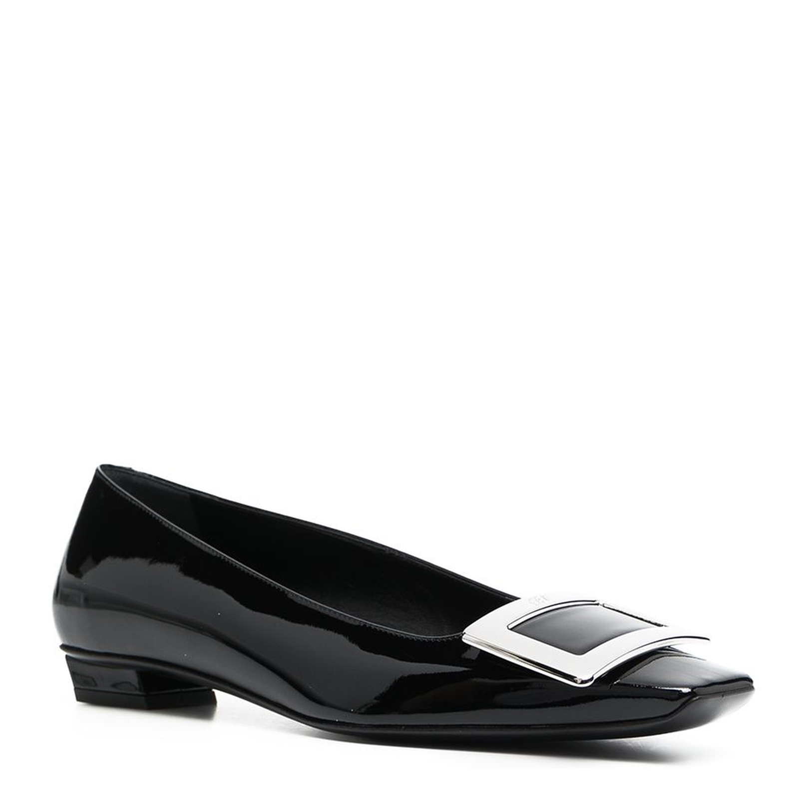 Black Patent Leather Low Block Heel