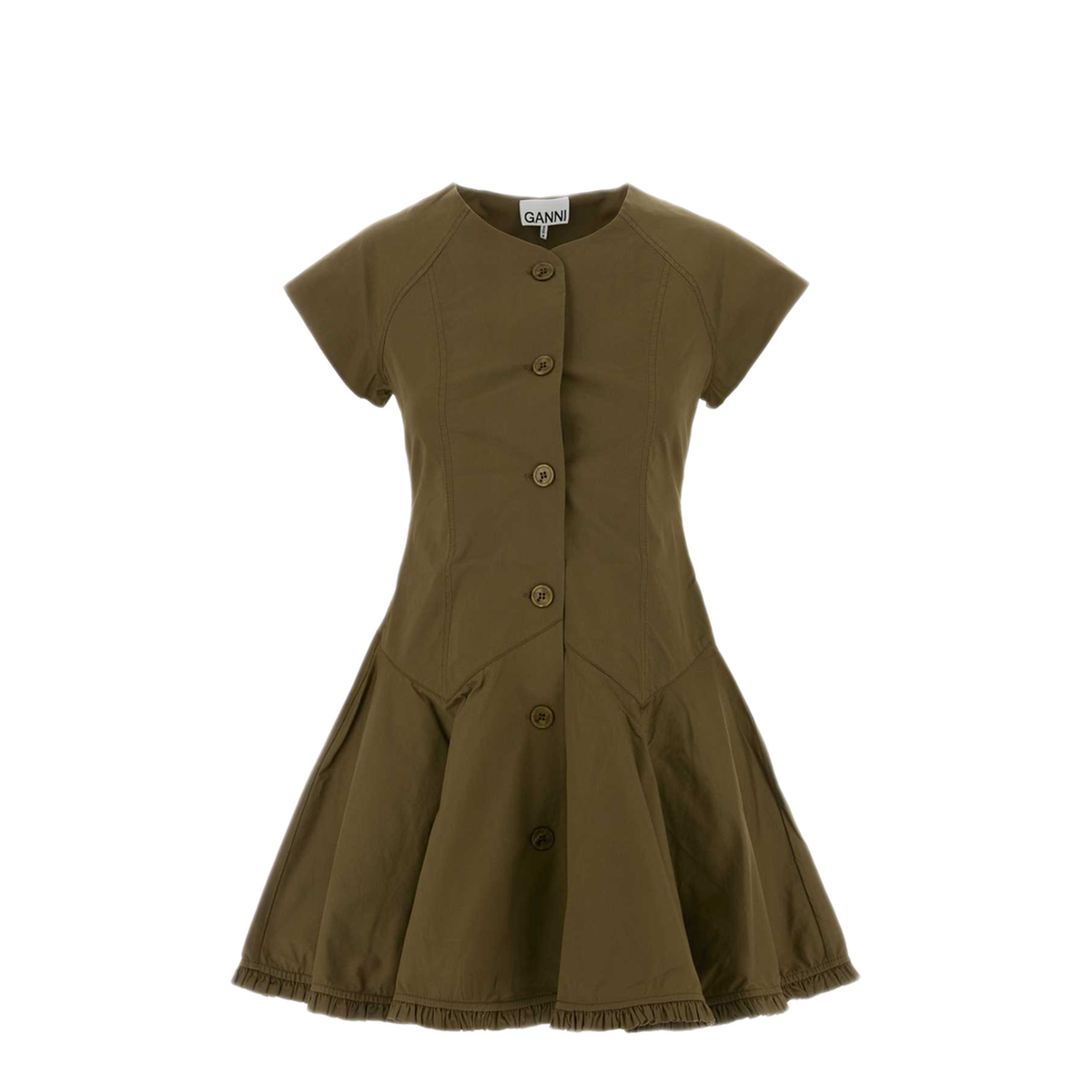 MAYFEYR - Ganni - Stretch Cotton Buttoned Mini Dress - A1030838838