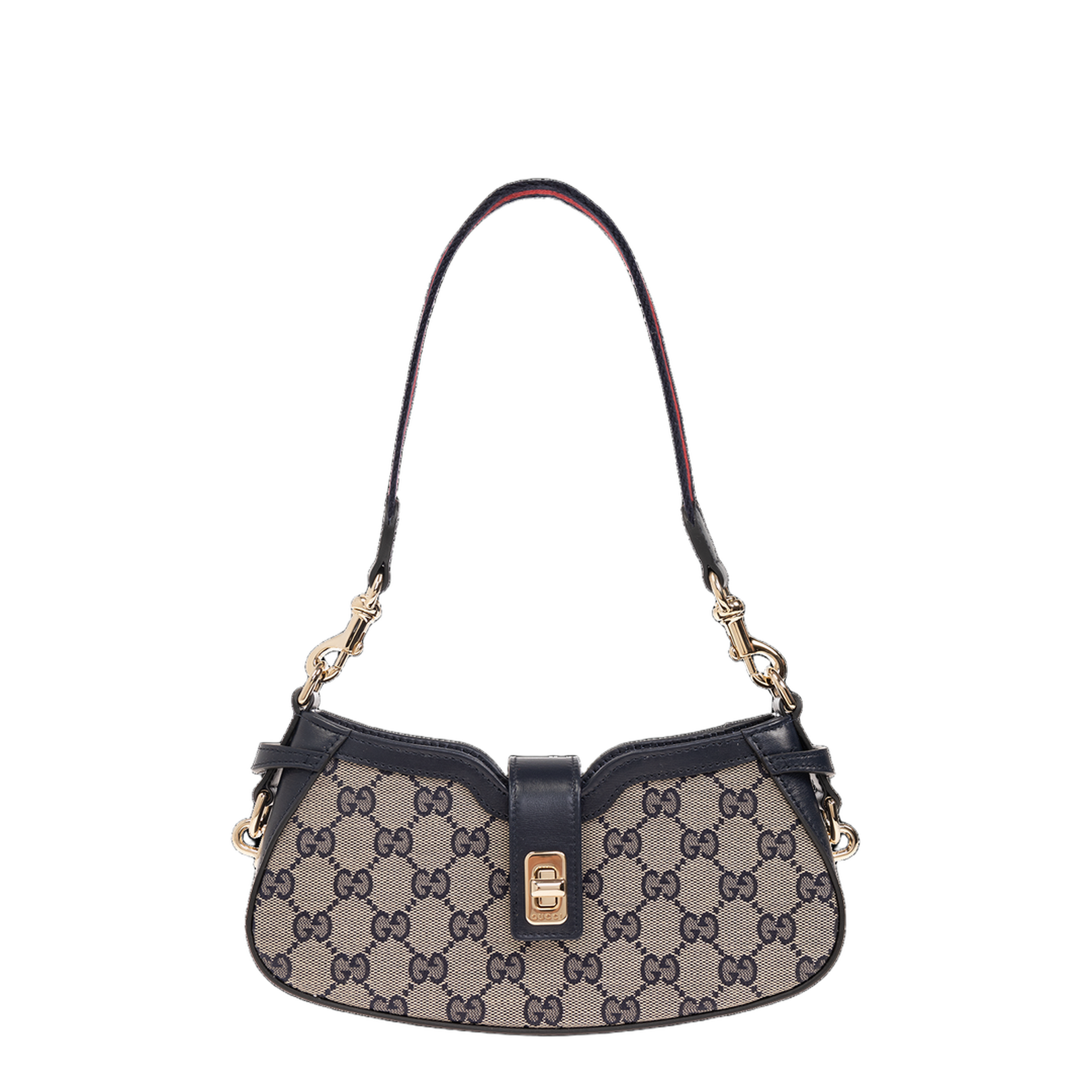 Ophidia Small Leather Shoulder Bag - Navy Blue