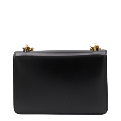 Black Leather Vain Shoulder Bag